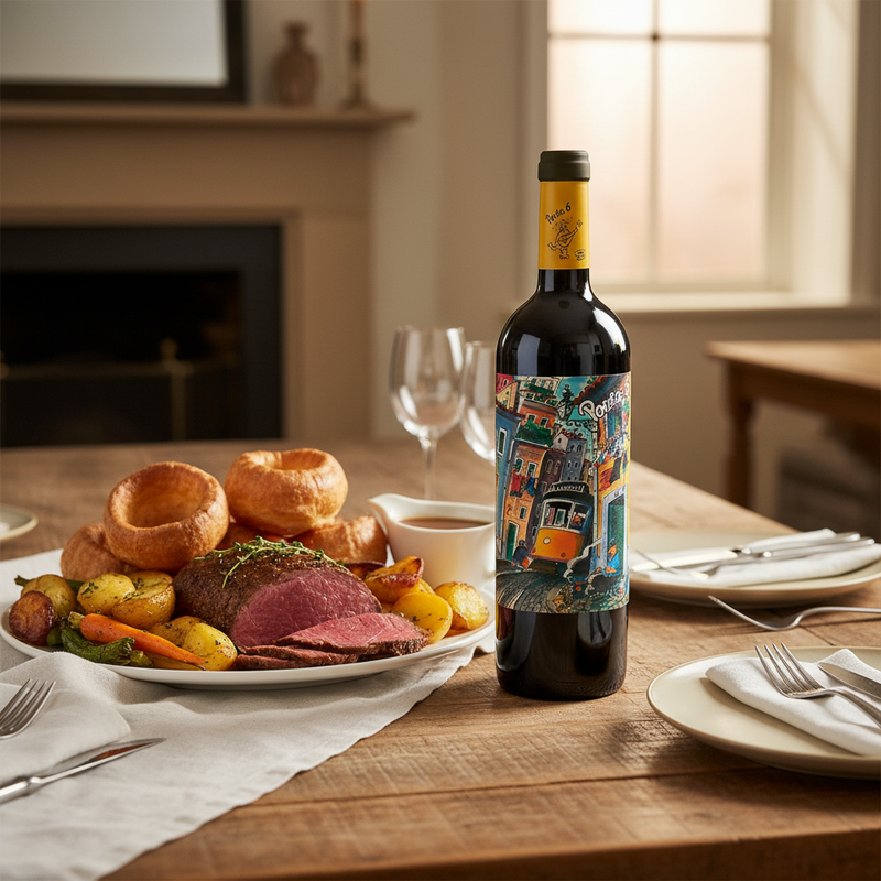 Best wine for roast dinner UK — Porta 6 Red with a traditional British Sunday roast