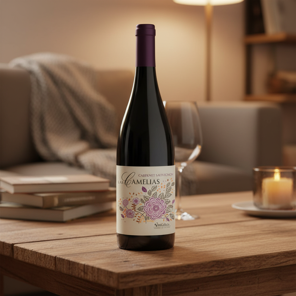 Cabernet Sauvignon wine case UK — Camelias bottle in lifestyle setting