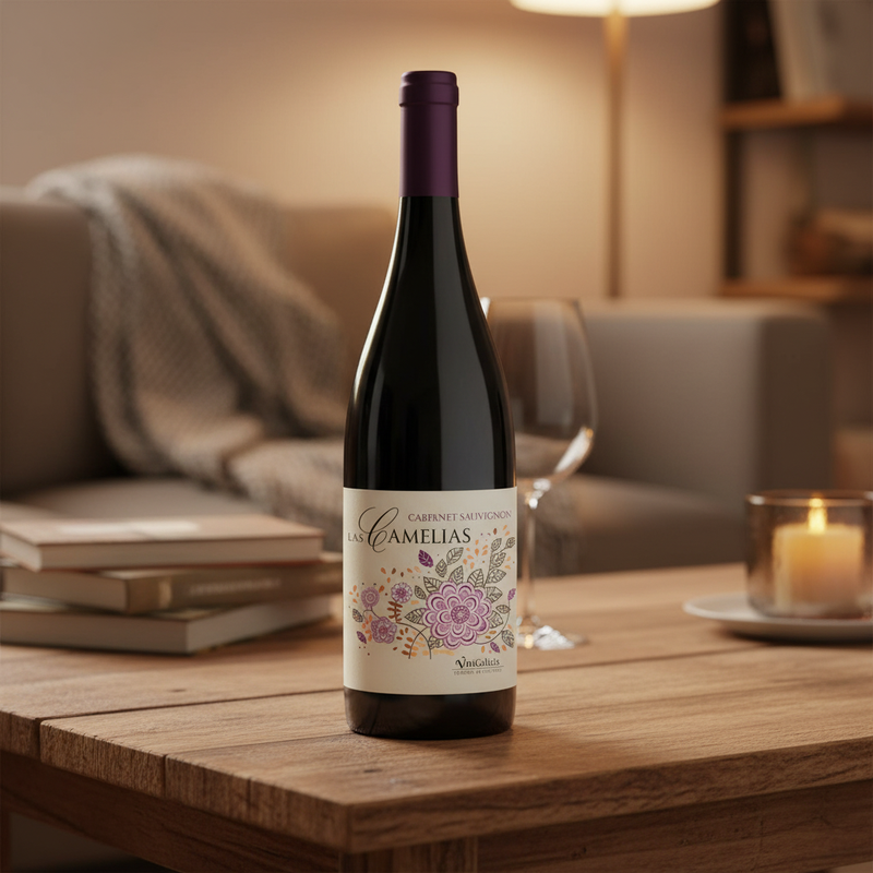 Cabernet Sauvignon wine case UK — Camelias bottle in lifestyle setting