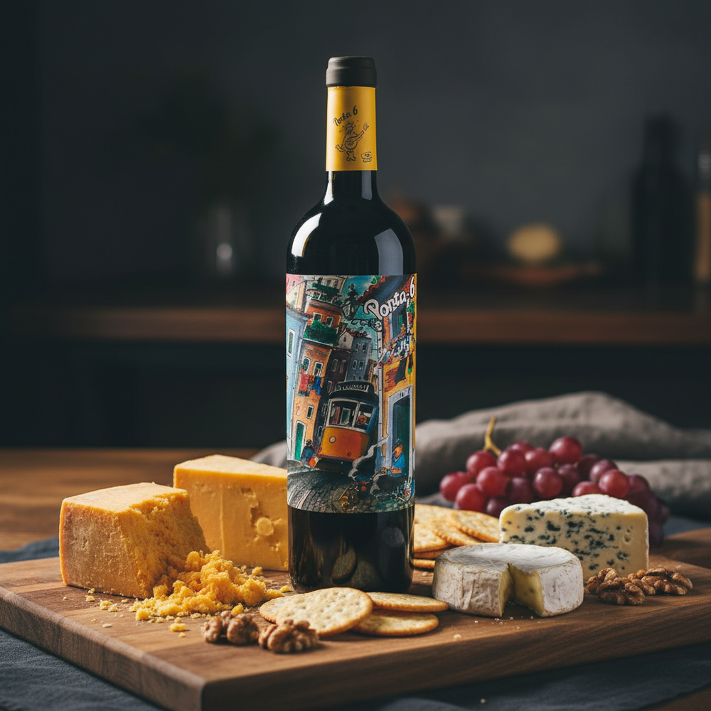 Wine and cheese pairing UK - Porta 6 Red with artisan cheeseboard