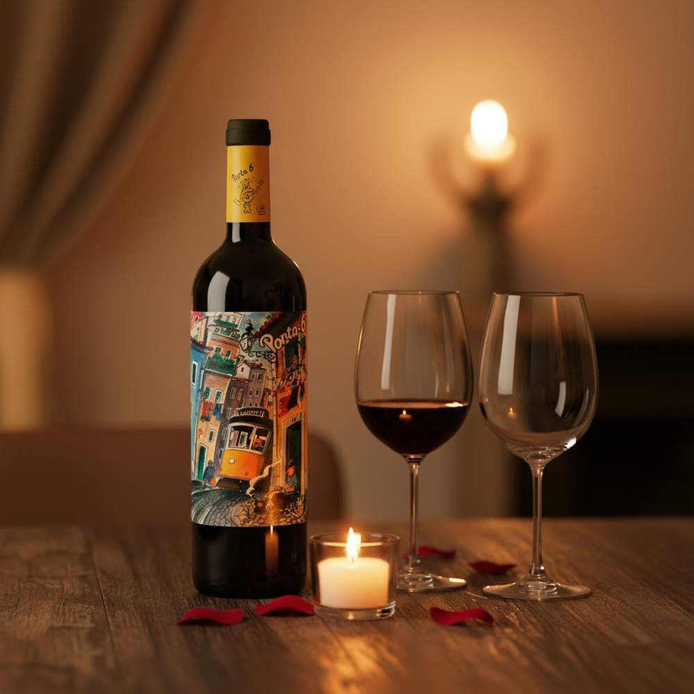 wine for date night uk - Porta 6 Red by candlelight romantic setting