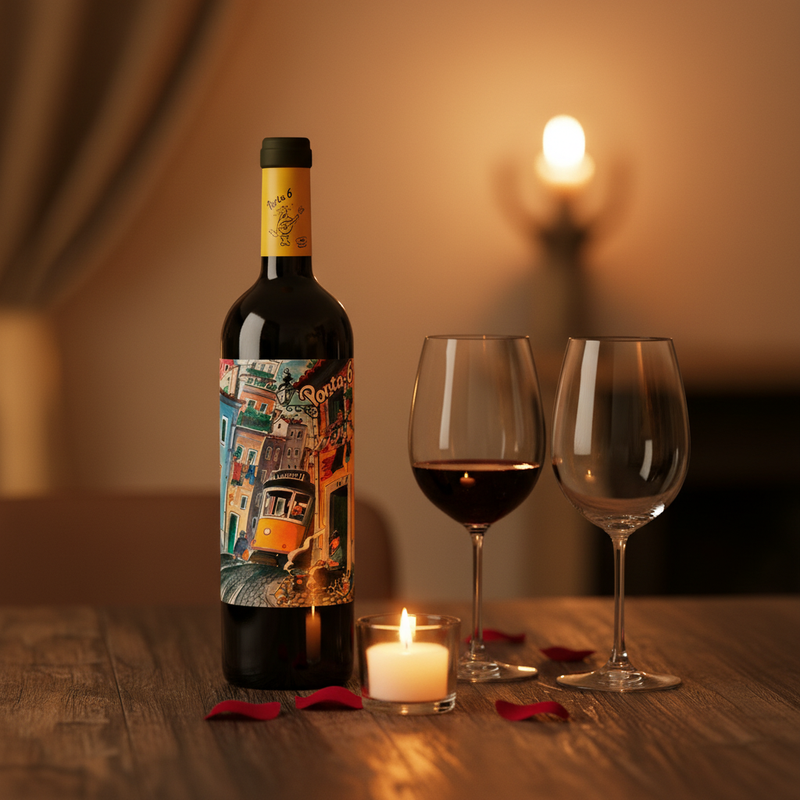 wine for date night uk - Porta 6 Red by candlelight romantic setting