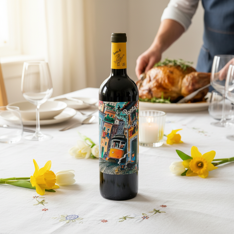 Wine for Easter UK — Porta 6 Red on an Easter Sunday table