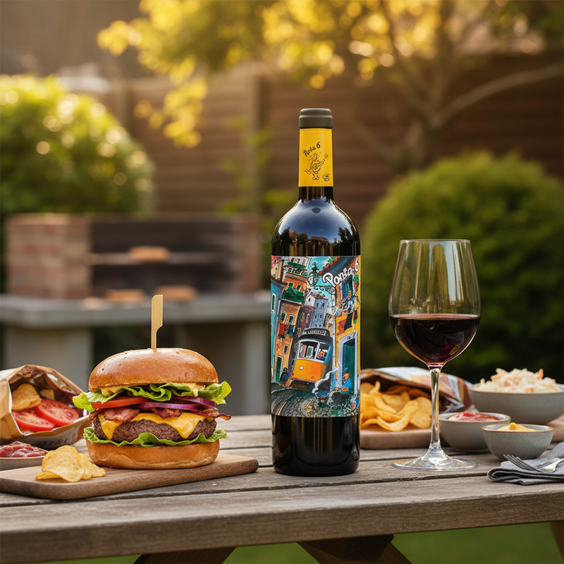 Wine with burgers UK — Porta 6 Red with gourmet burger