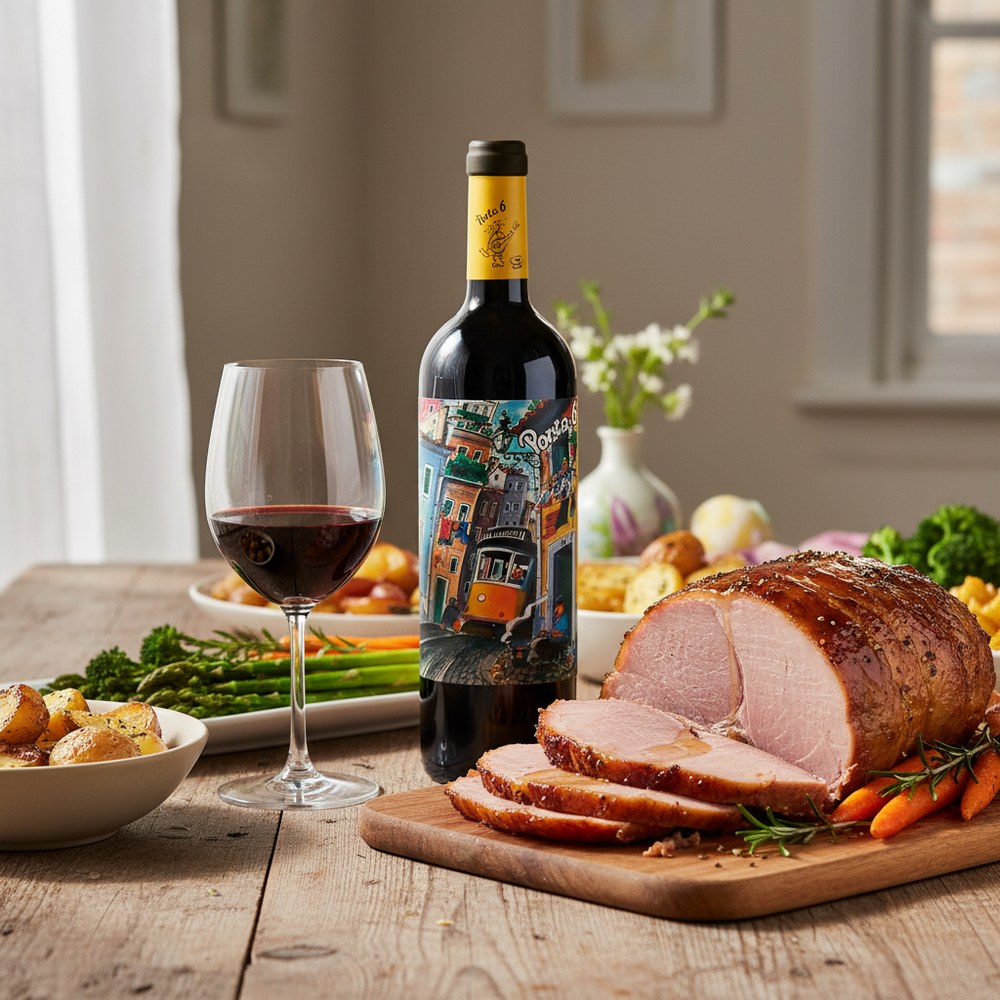 Wine with gammon UK — Porta 6 Red Portuguese wine with an Easter glazed gammon joint
