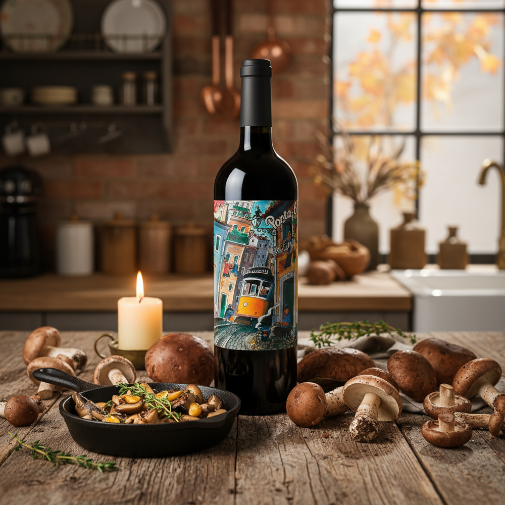 Wine with mushrooms UK - Porta 6 Red with wild mushrooms lifestyle pairing