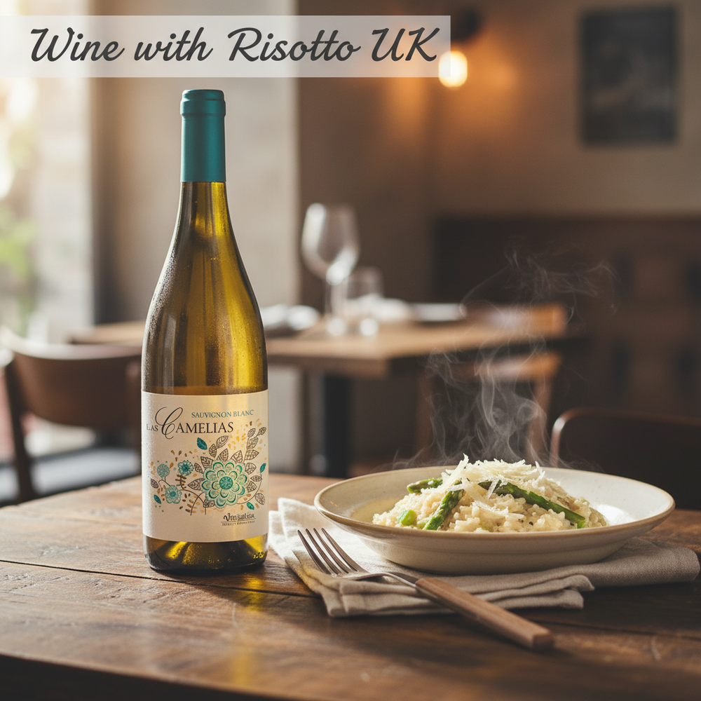 Camelias Sauvignon Blanc paired with creamy asparagus risotto