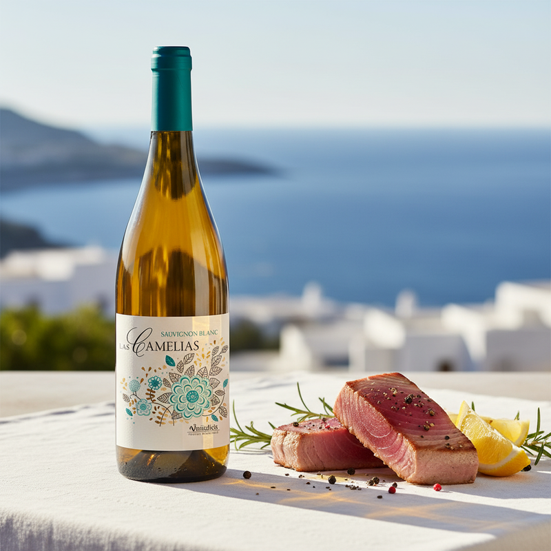 Wine with tuna UK — Camelias Sauvignon Blanc with fresh tuna